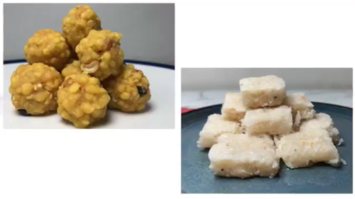 Coconut Burfi & Boondi Ladoo